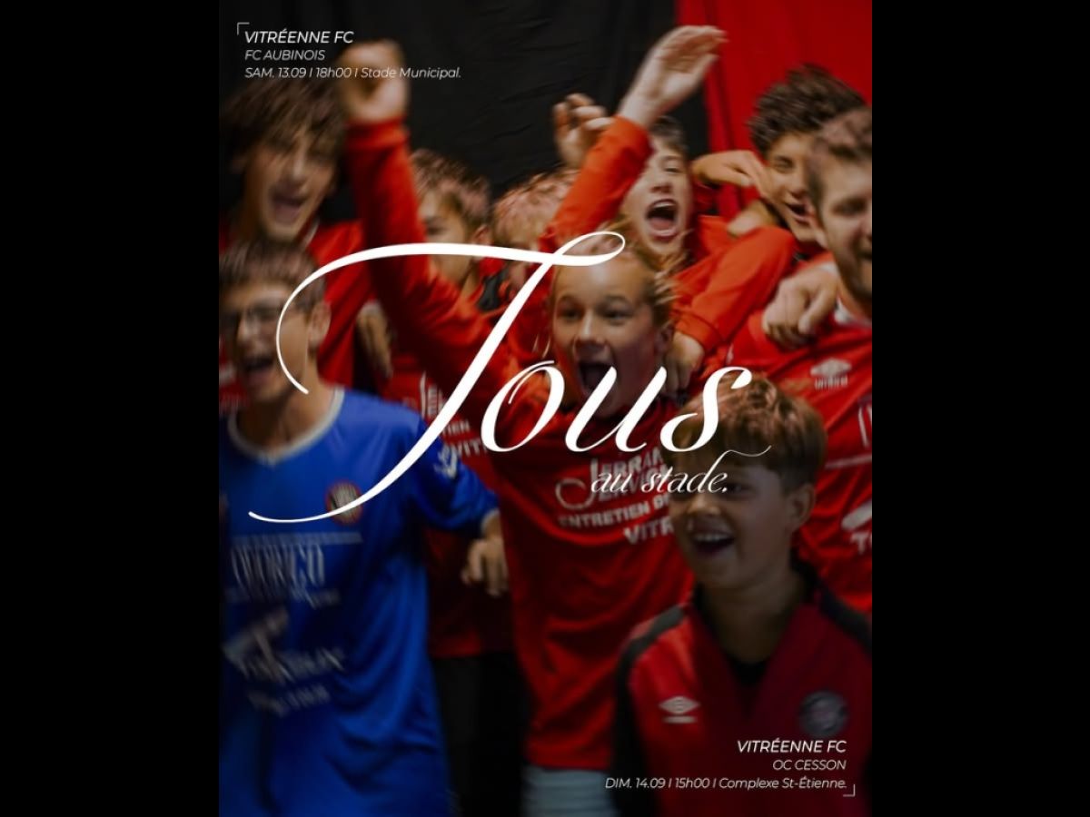 𝑻𝑶𝑼𝑺 𝑨𝑼 𝑺𝑻𝑨𝑫𝑬. 🏟️ 

Au programme de ce week-end, deux matchs de Coupe de France, chez nous à Vitré. 🏠

🗓️ 𝐒𝐚𝐦𝐞𝐝𝐢 𝟏𝟖𝐡 : 𝐒𝐞𝐧𝐢𝐨𝐫𝐬 𝐆 🆚 @fcaubinois....